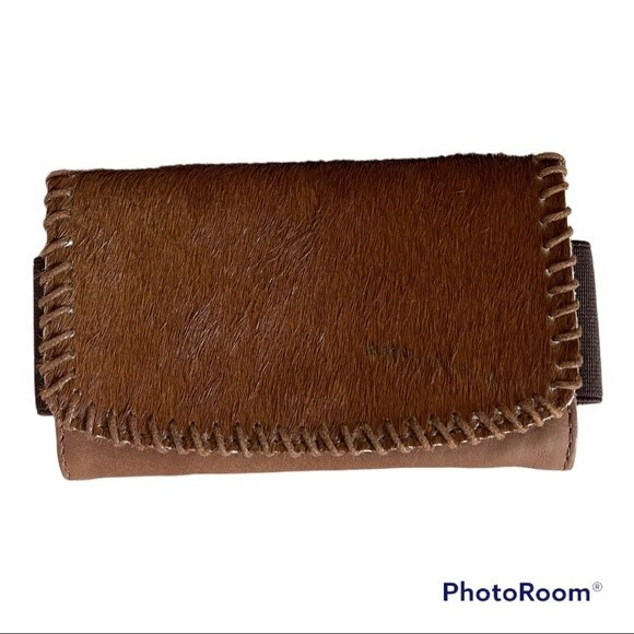 Genuine Leather Wallet with Cow Hide - Wrist Wallet - EUC - Picture 1 of 8